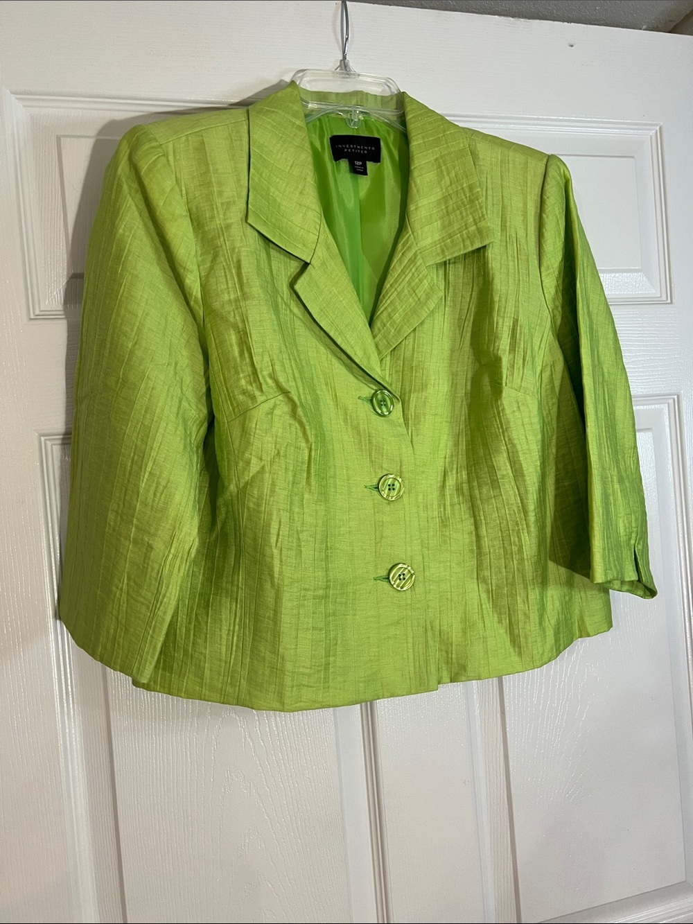 Investments Bright Lime Green Cropped Blazer